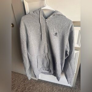 Converse Men's Zip-Up Gray Hoodie